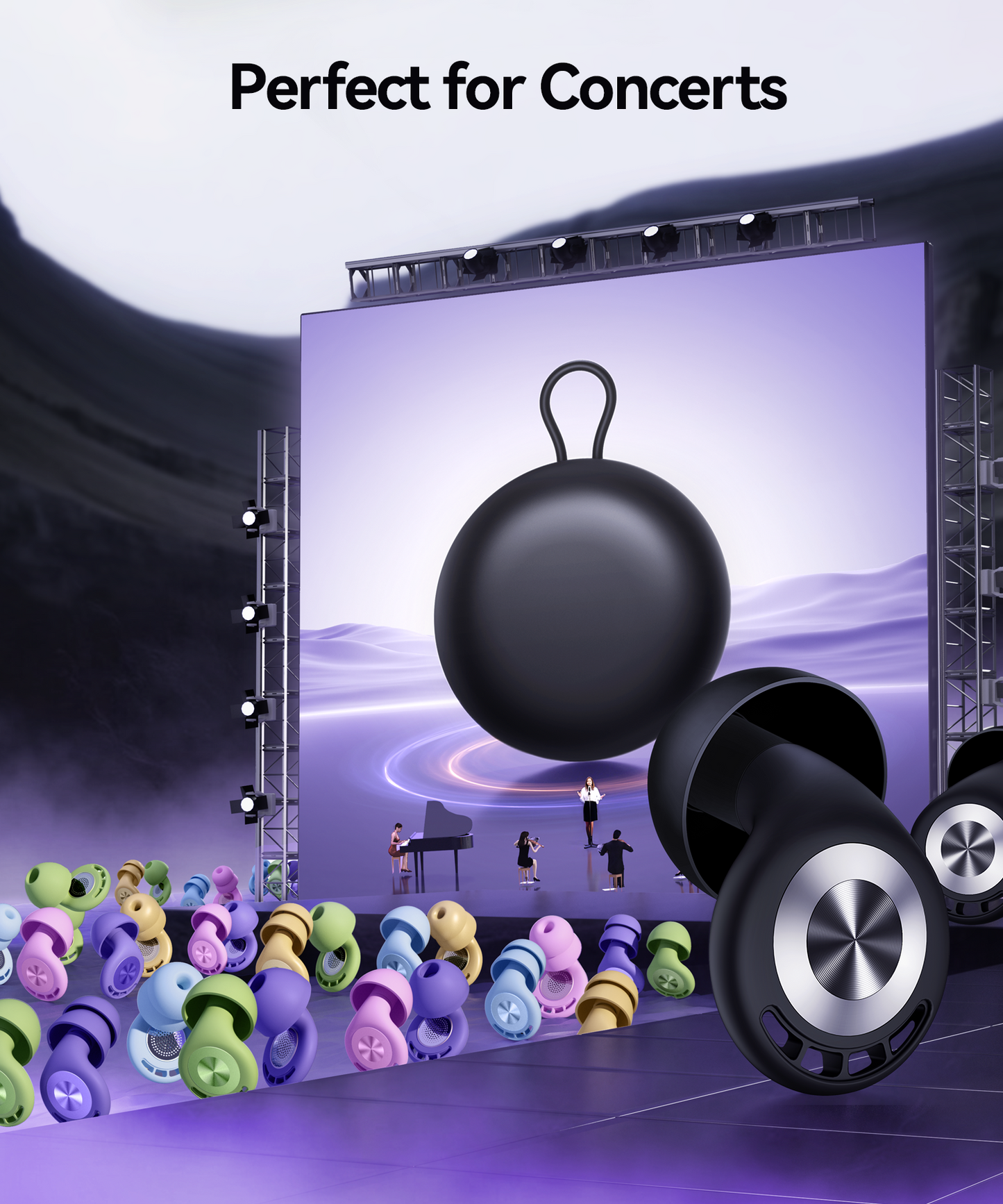 Ear Plugs for Sleeping 50dB Earplugs Noise Cancelling Ear Plugs for Noise Reduction Concerts Soft Reusable Silicone Earplugs for Snoring Side Sleepers Shooting Airplanes with 7 Eartips Case Black