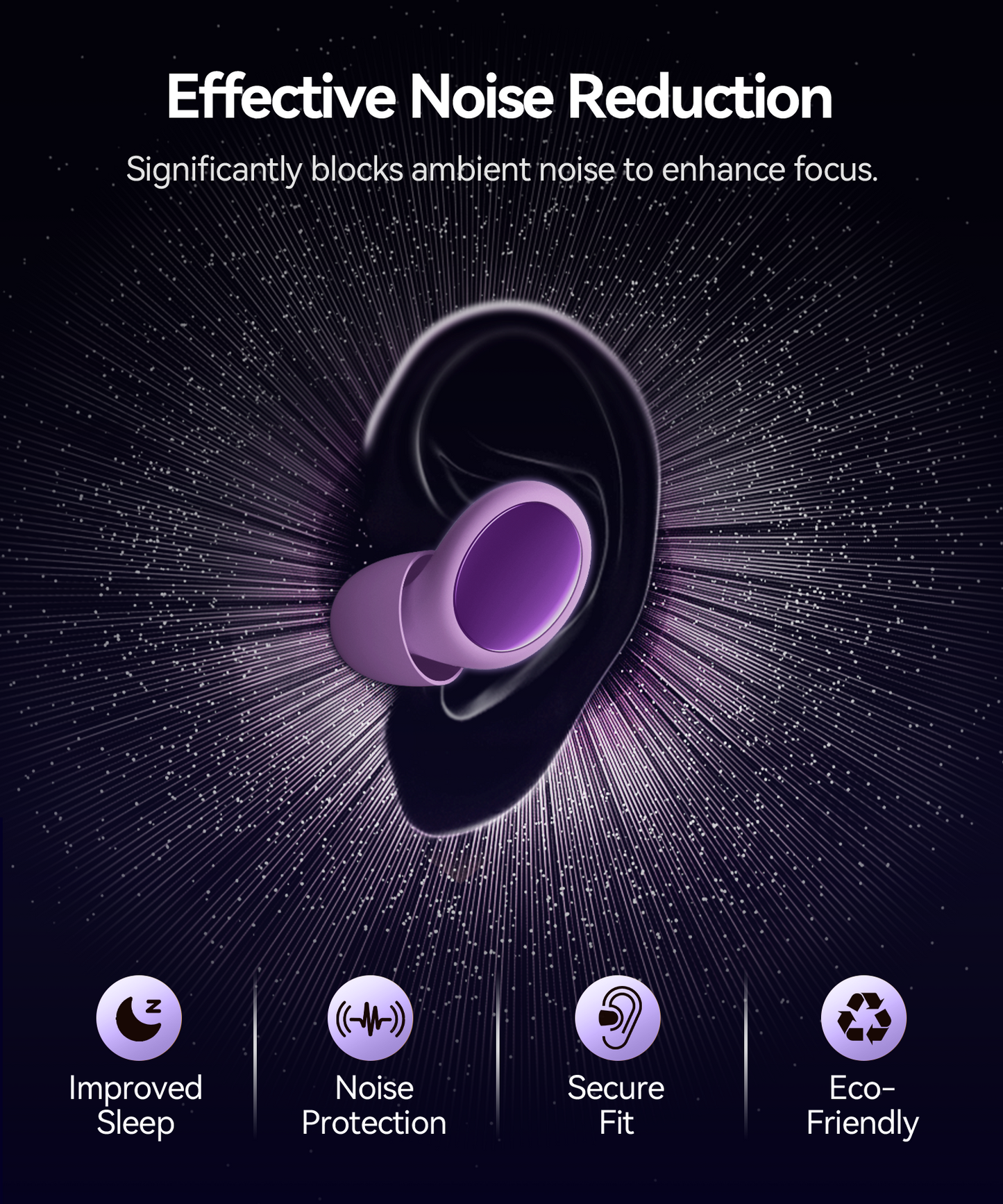 45dB Ear Plugs for Sleeping Noise Cancelling Ear Plugs for Noise Reduction & Snoring, Concerts, Earplugs for Sleep,Sider Sleepers Airplane, Silicone Earplugs Reusable Concert Ear Plug Case LilacPurple