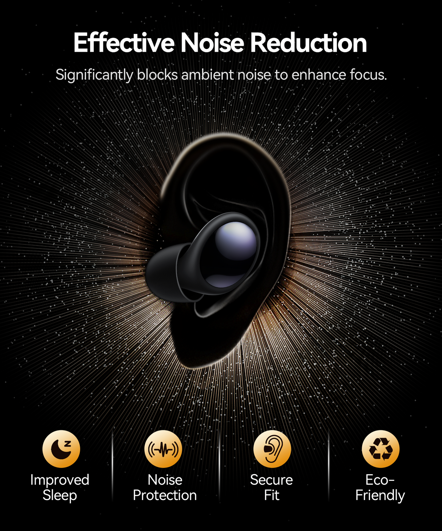 Ear Plugs for Sleeping 45dB Noise Cancelling Ear Plugs for Noise Reduction & Snoring, Concerts, Earplugs for Sleep, Sider Sleepers Airplane, Silicone Earplugs Reusable Concert Ear Plug +8Tip Obsidian