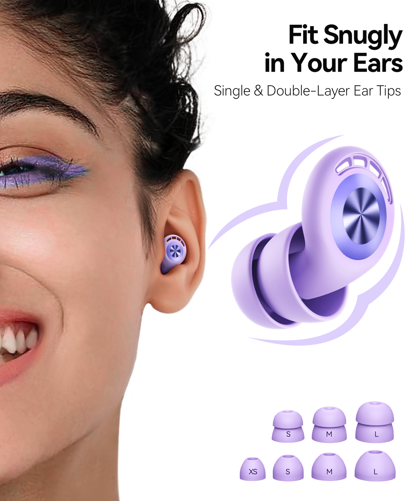 Ear Plugs for Sleeping 50dB Earplugs Noise Cancelling Ear Plugs for Noise Reduction Concerts Soft Reusable Silicone Earplugs for Snoring Side Sleepers Shooting Airplanes with 7 Eartips Case Blue