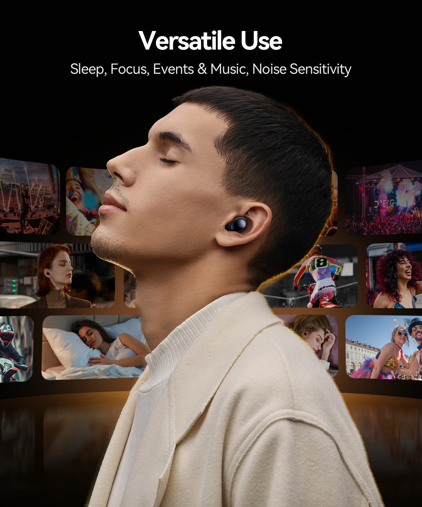 Ear Plugs for Sleeping 45dB Noise Cancelling Ear Plugs for Noise Reduction & Snoring, Concerts, Earplugs for Sleep, Sider Sleepers Airplane, Silicone Earplugs Reusable Concert Ear Plug +8Tip Obsidian