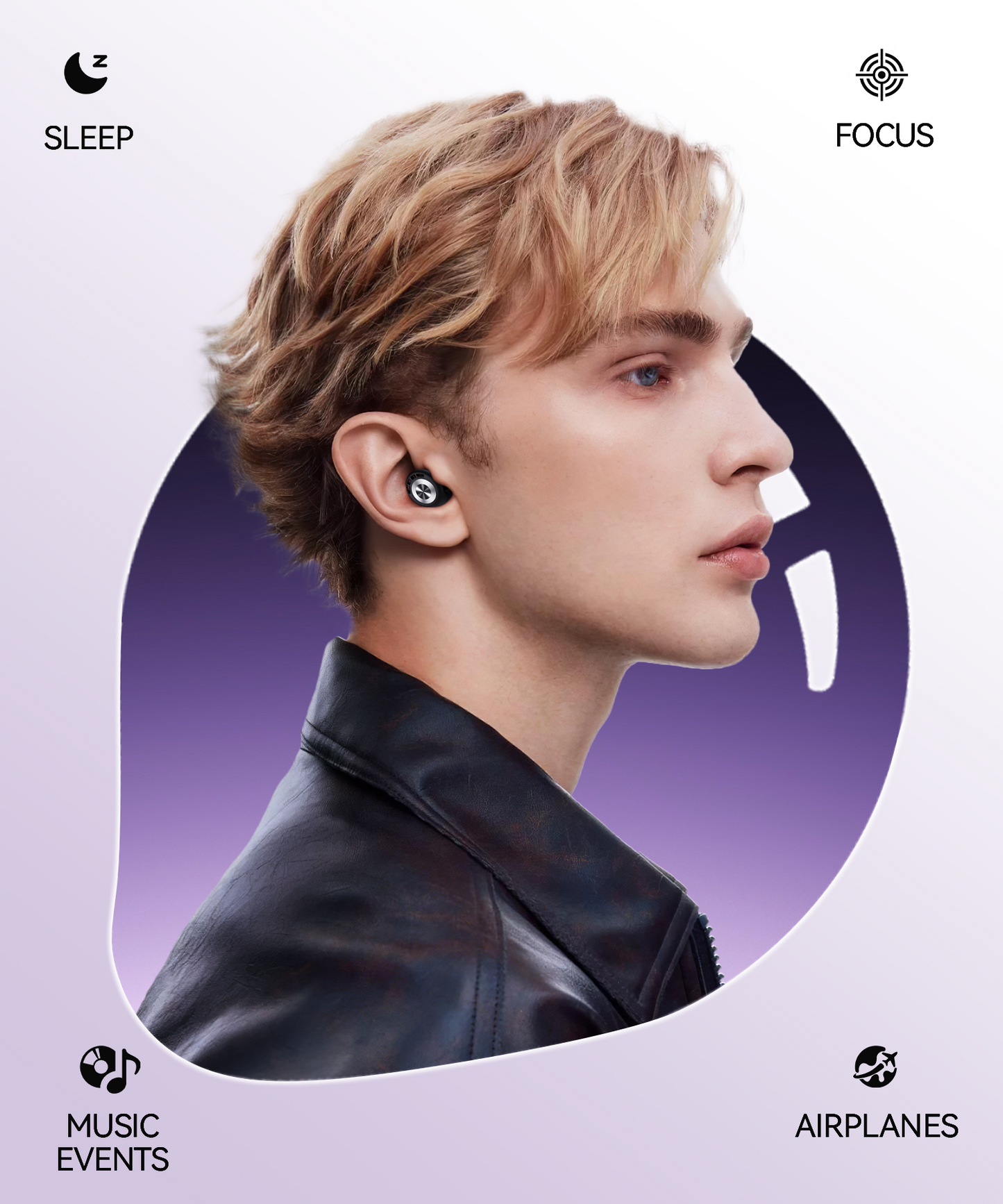 Ear Plugs for Sleeping 50dB Earplugs Noise Cancelling Ear Plugs for Noise Reduction Concerts Soft Reusable Silicone Earplugs for Snoring Side Sleepers Shooting Airplanes with 7 Eartips Case Black