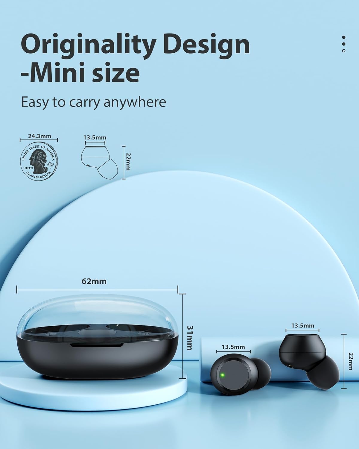 Wireless Earbuds Bluetooth 5.0 in Ear Light-Weight Headphones Built-in Mics, IPX5 Waterproof, Immersive Premium Sound Mini Earphones Long Distance Connection Headset with Charging Case,TOAPEX-Z1NGBIRD