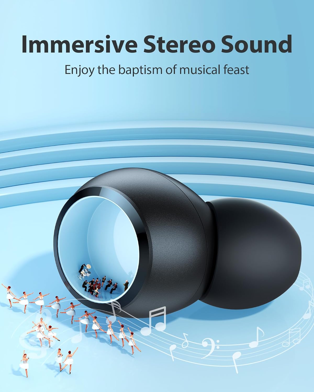 Wireless Earbuds Bluetooth 5.0 in Ear Light-Weight Headphones Built-in Mics, IPX5 Waterproof, Immersive Premium Sound Mini Earphones Long Distance Connection Headset with Charging Case,TOAPEX-Z1NGBIRD